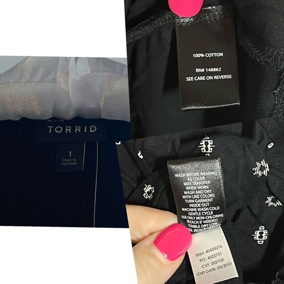 Torrid Black Babydoll Top Relaxed Tie Front Vintage Cotton Jersey Knit 3X - Picture 12 of 15